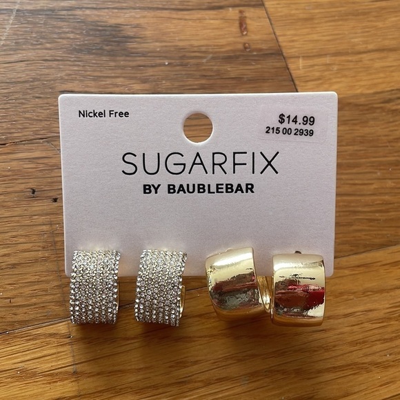 NWT SugarFix Gold Hoops and rhinestones hoop earrings - Picture 2 of 4